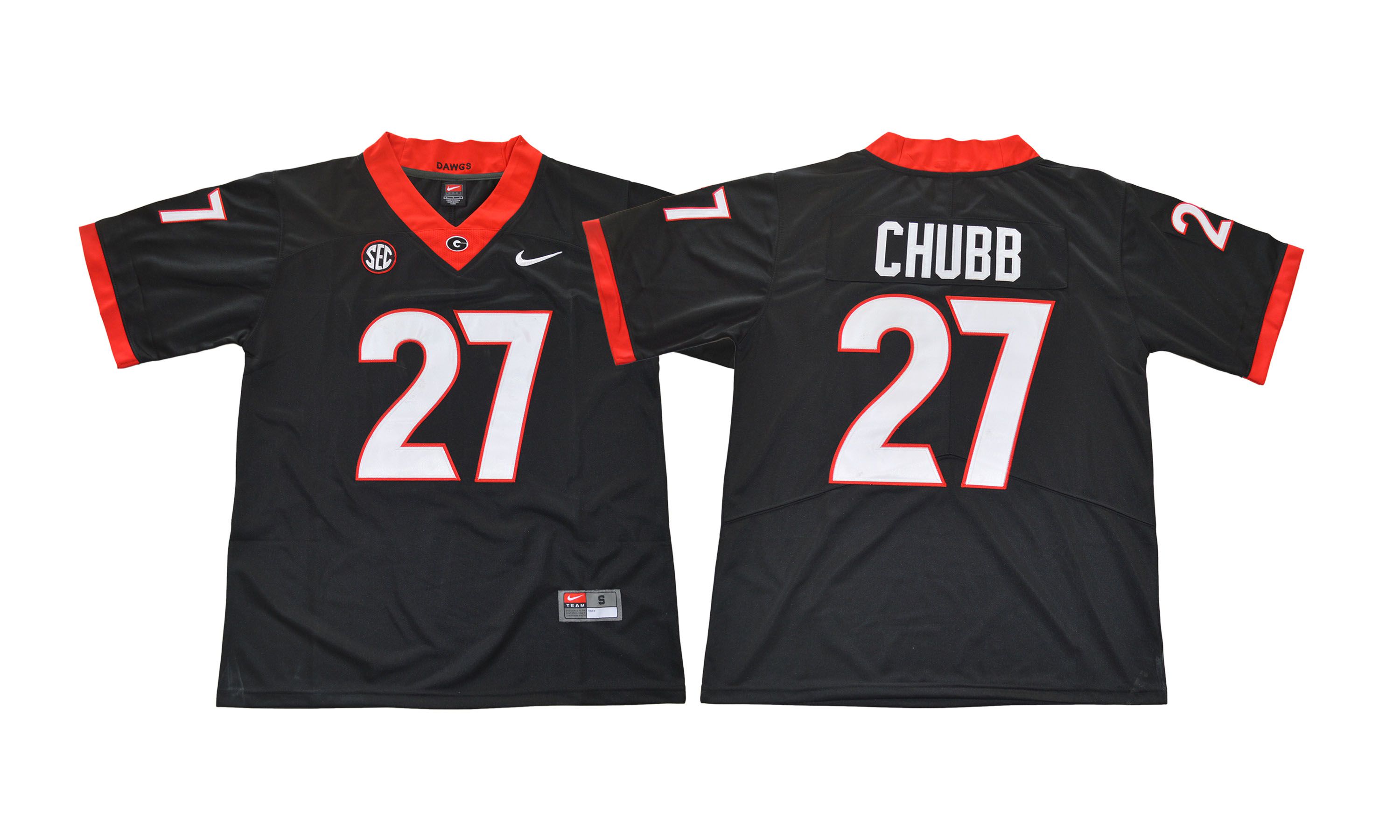 Men NCAA 2017 Georgia Bulldogs #27 Nick Chubb black Jersey->ncaa teams->NCAA Jersey